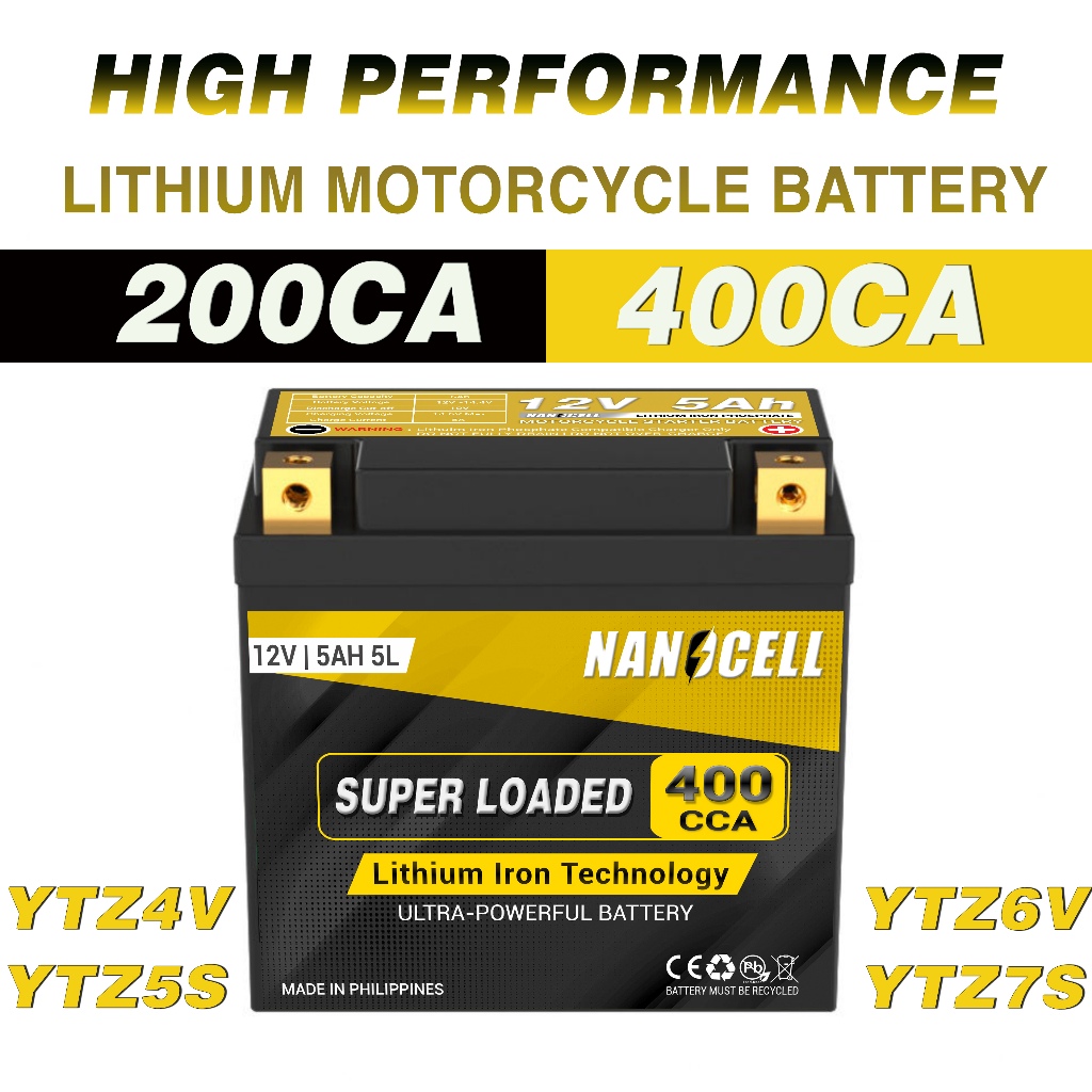 12V Lithium Motorcycle Battery for Loaded Engine 400CCA | Shopee ...