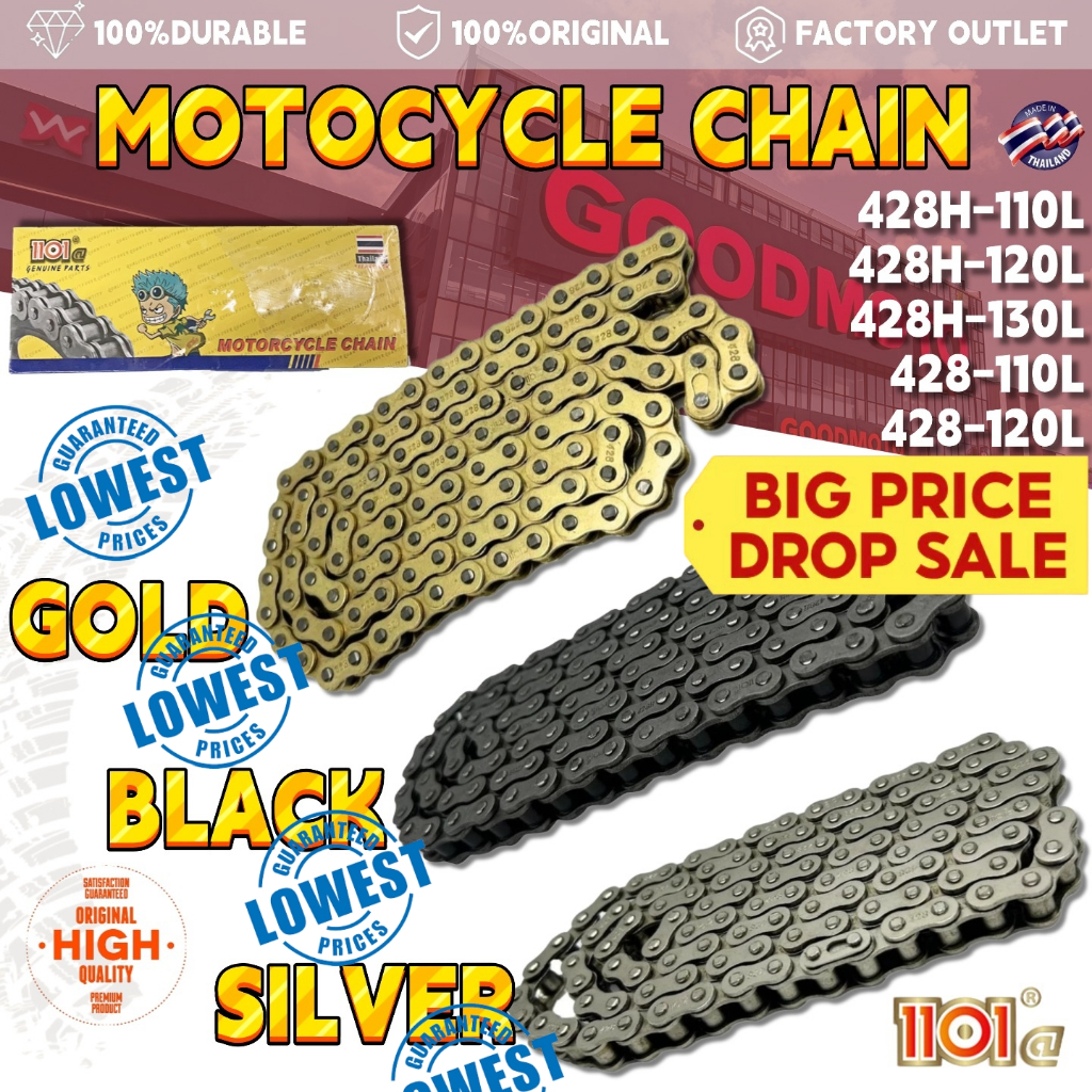 428H Chain 428 Chain motocycle GOLD BLACK SILVER 110L 120L 130L ENGINE ...