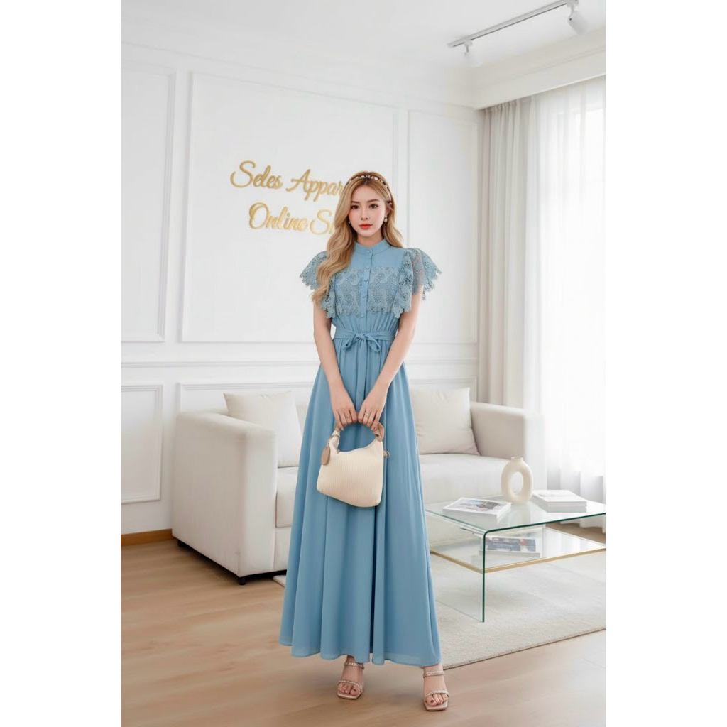 raffles dress designs Pretty Girl Shop] New Women Fashion Simple Lace Trim Dress 1200D