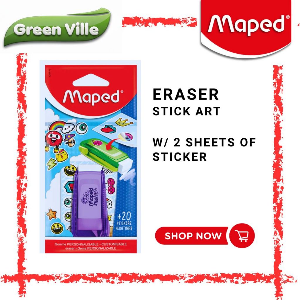 MAPED Stick Art Eraser + 2 sheets of sticker (RANDOM COLOR) | Shopee ...