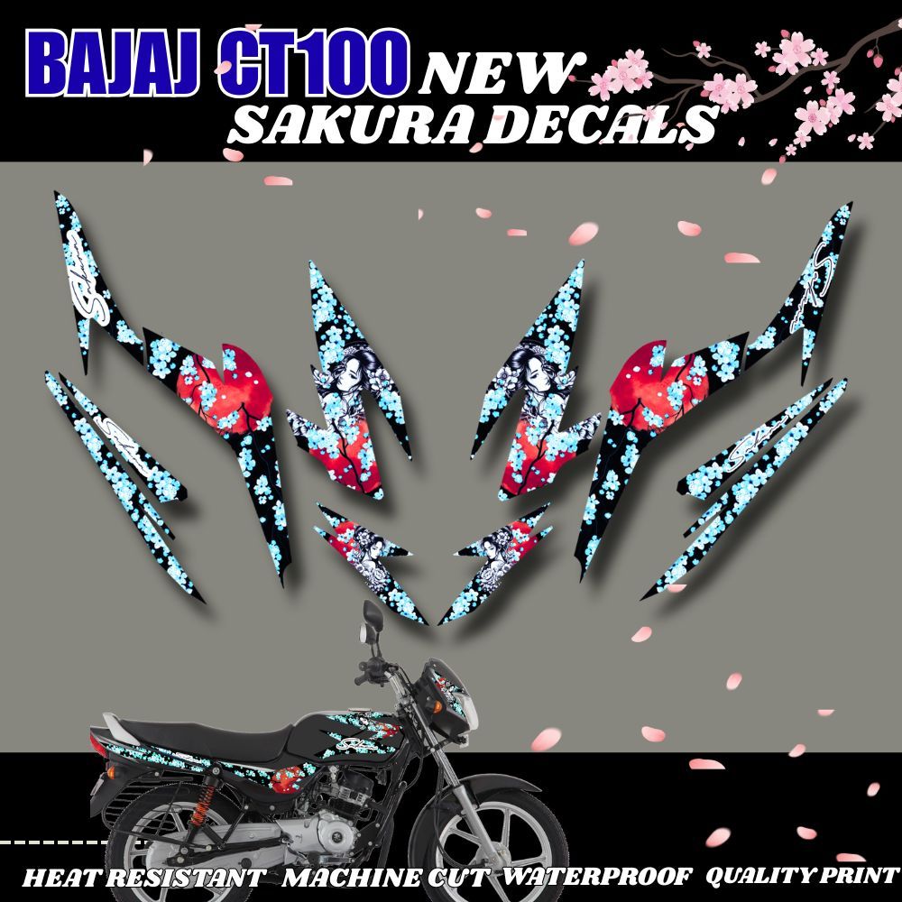Stylish sakura graphic stickers for Bajaj CT100 models/ Streetbike ...