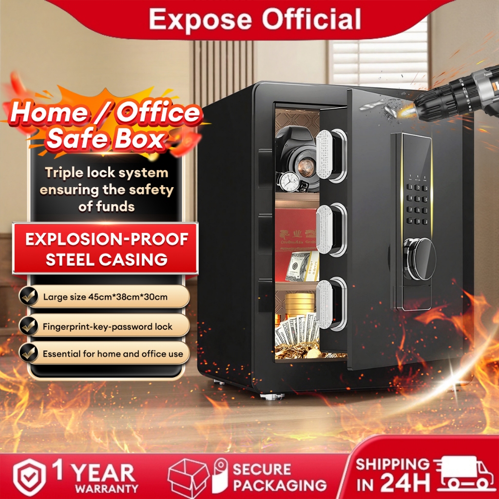 Expose Safe Box Electronic Digital Safety Vault Cash Fireproof Safe Box ...