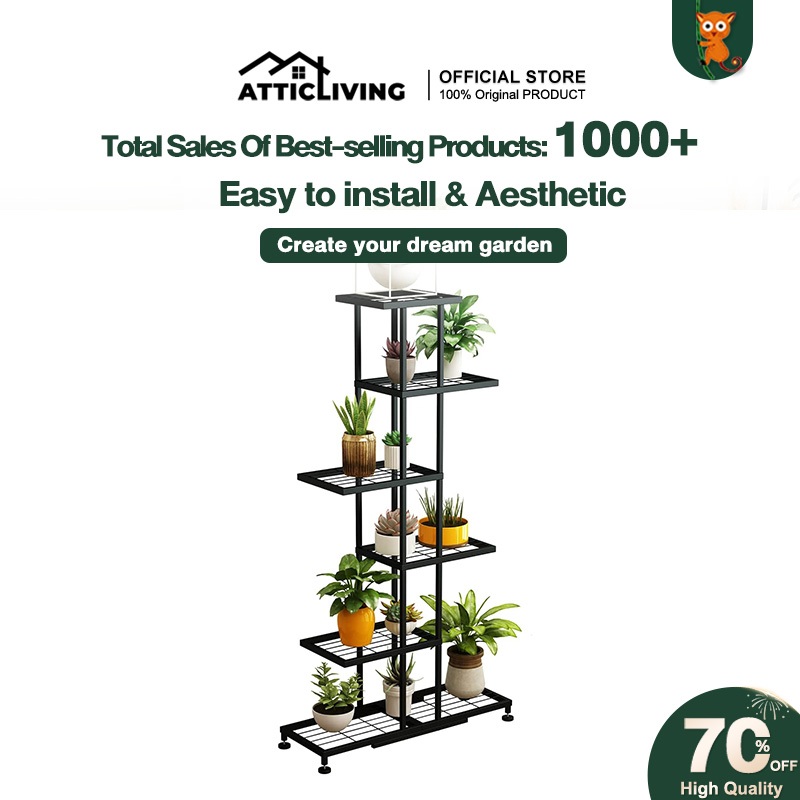 ATTICLIVING 8 Tiers Plant Rack Display Shelf Plant Stand Indoor Outdoor ...