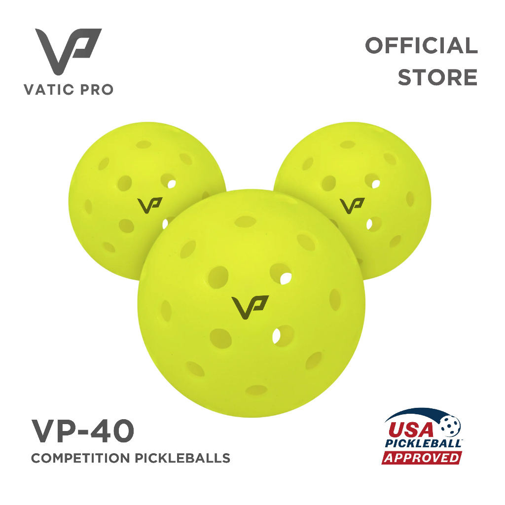 Vatic Pro VP-40 Competition Pickleballs (3-pack) 40 Hole Seamless ...
