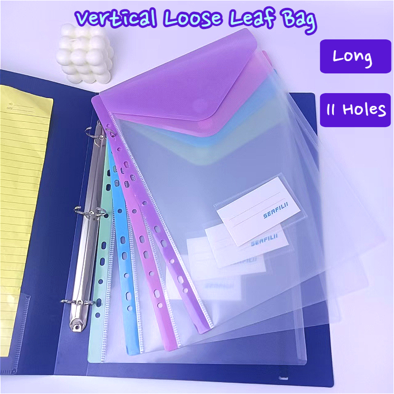Long Vertical File Bag For 2/3/4/5 Ring Binder 11 Holes Loose Leaf Bag ...