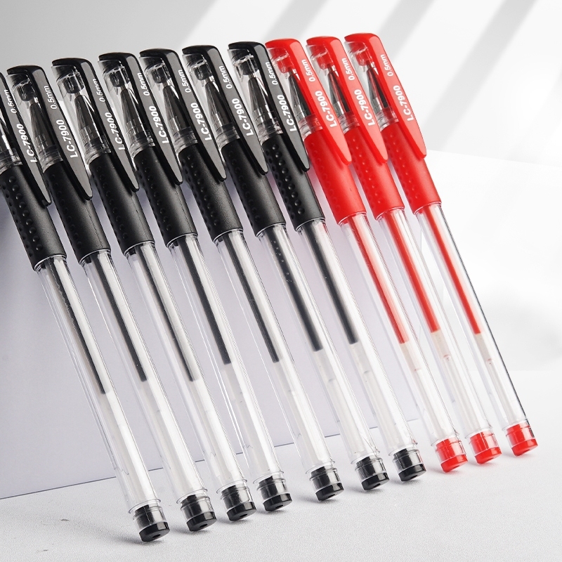 10pcs 0.5mm Gel Pen Black Red Pen full Needle Tube Pen Durable Neutral ...