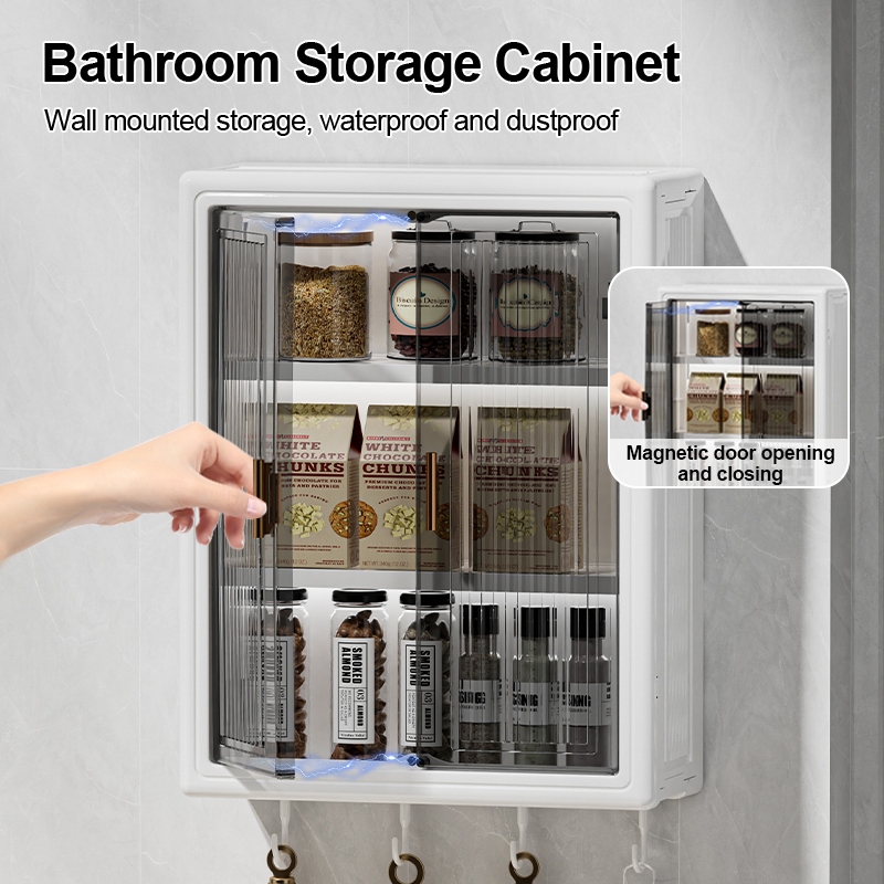 Wall Mounted Bathroom Cabinet Hanging Plastic Storage For Box Organizer ...