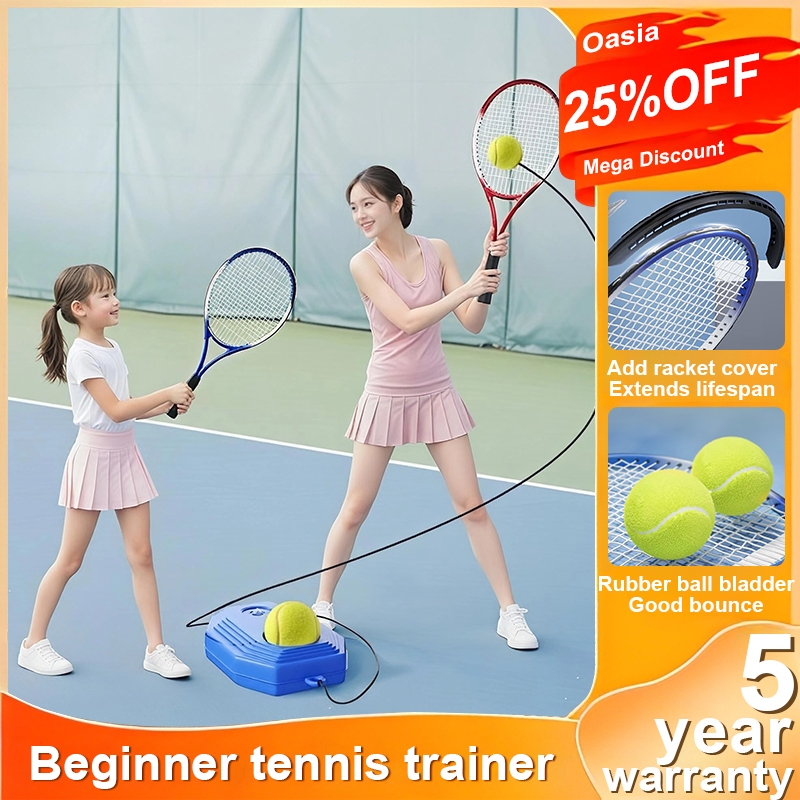 Oasia Tennis Racket 4 in 1 Elastic Ball Tennis Trainer Beginner Outdoor ...