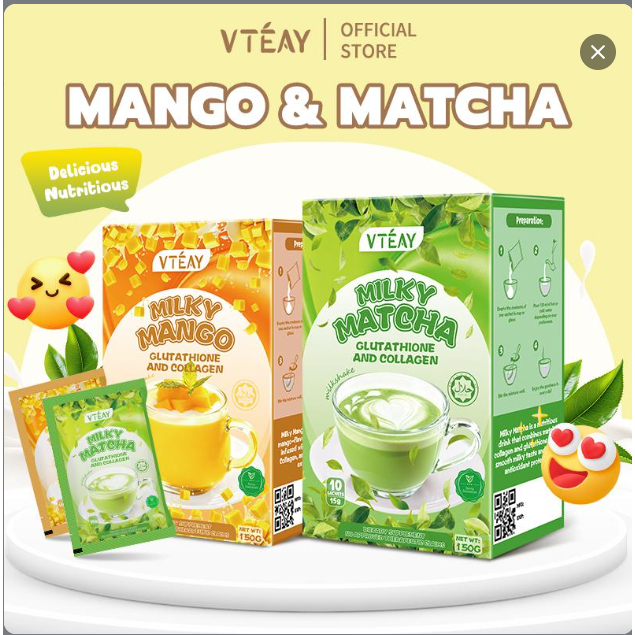 VTEAY Matcha Powder Milky Matcha Drink Mix Glutathione & Collagen Infused  Healthy Drink