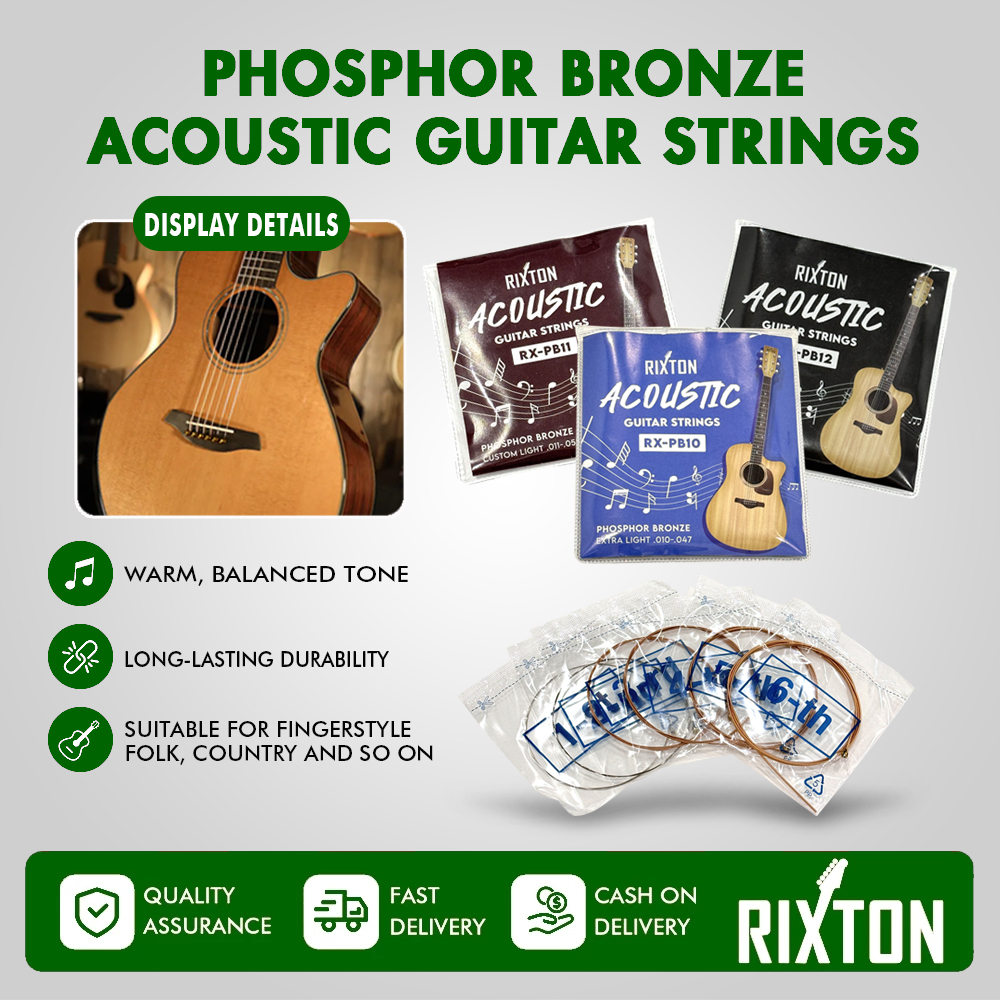 RIXTON Phosphor Bronze Coated Acoustic Guitar Strings Musical ...