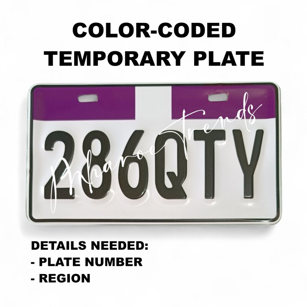 COLOR-CODED TEMPORARY PLATE FOR MOTORCYCLE AS PER REGION | LTO NEW SIZE ...