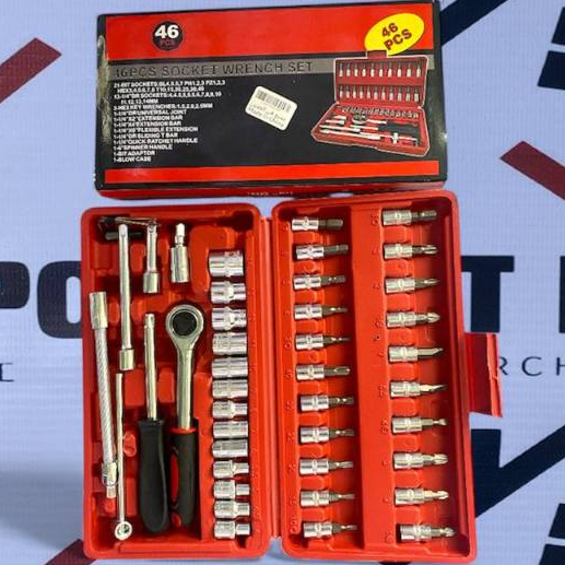 46-Piece Socket Wrench Set with Ratchet, Extensions & Bits in Durable ...