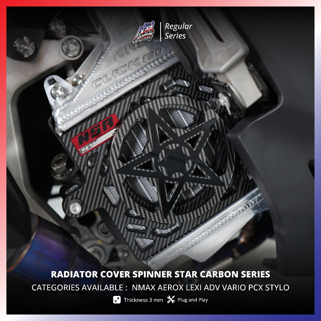 NSA RADIATOR COVER SPINNER STAR - CARBON SERIES [VARIO/PCX/ADV/NMAX ...