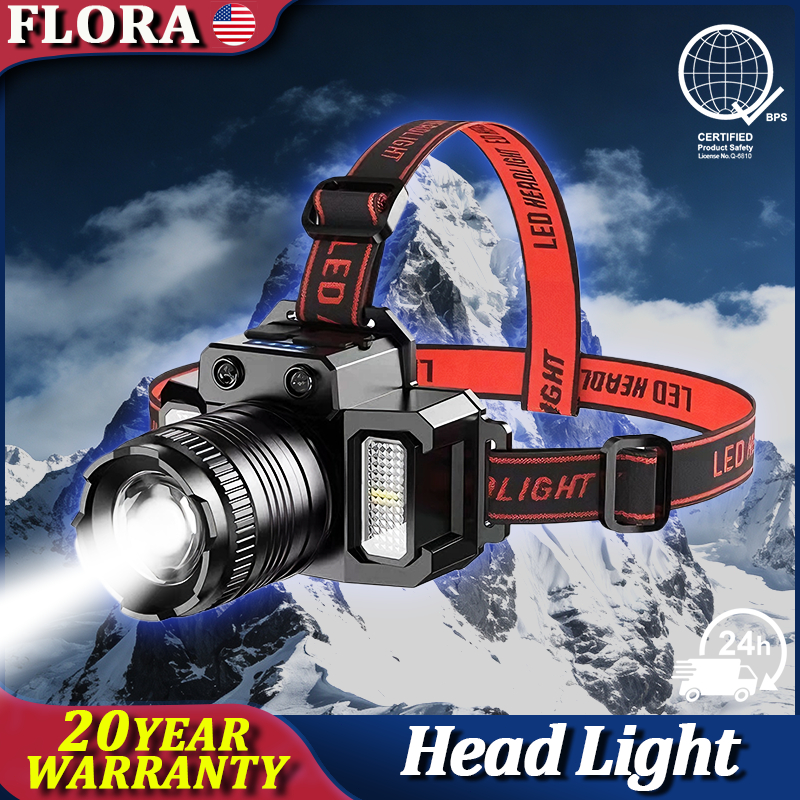 Flora Strong Headlight Flashlights Rechargeable Waterproof Telescopic ...