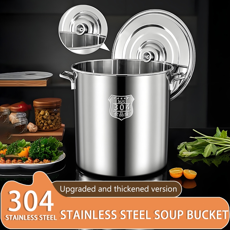 304 Stainless Steel Household Bucket with Lid / Soup Pot Can be heated ...