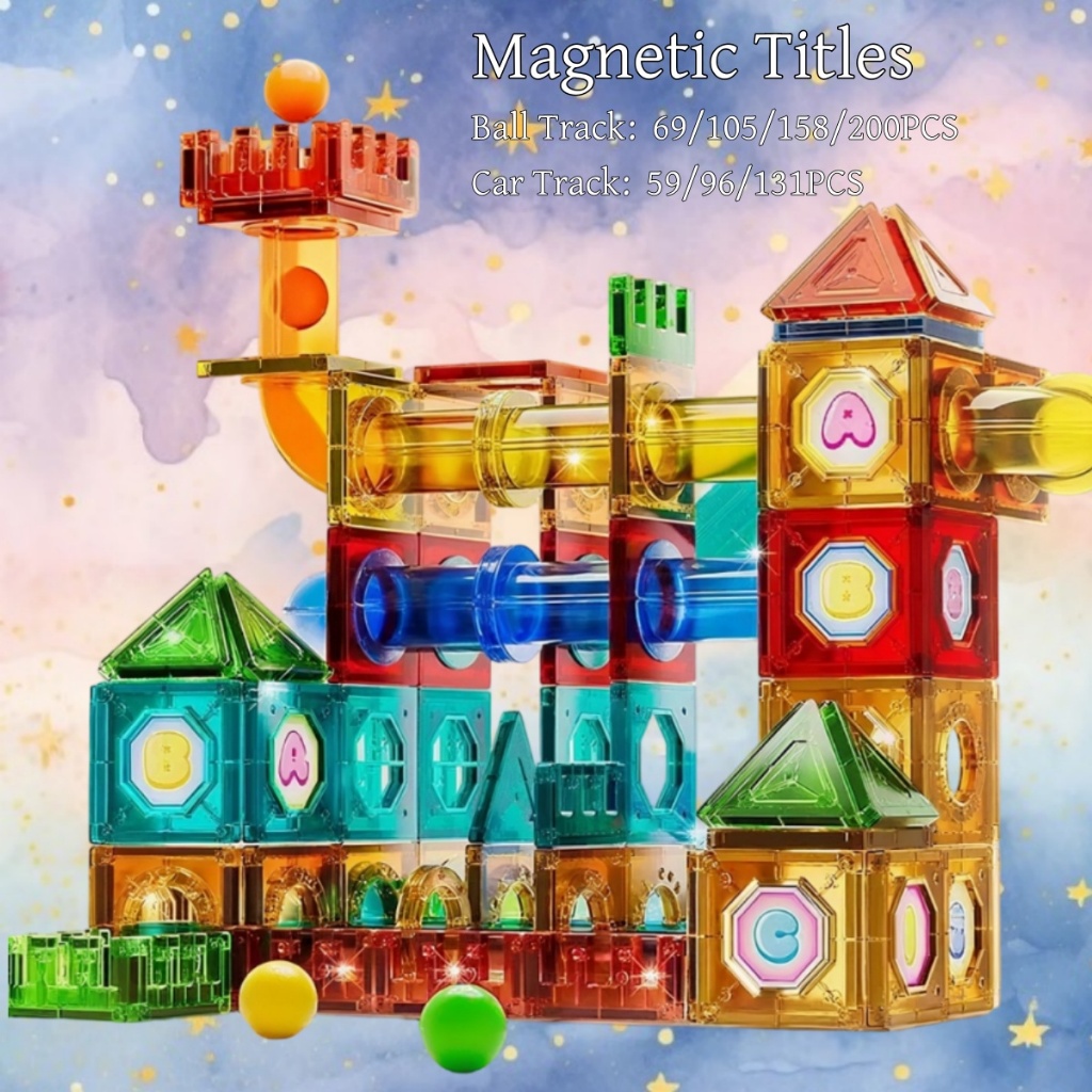 Marble Run Magnetic Toys Transparent Tiles Race Track Building Puzzles ...