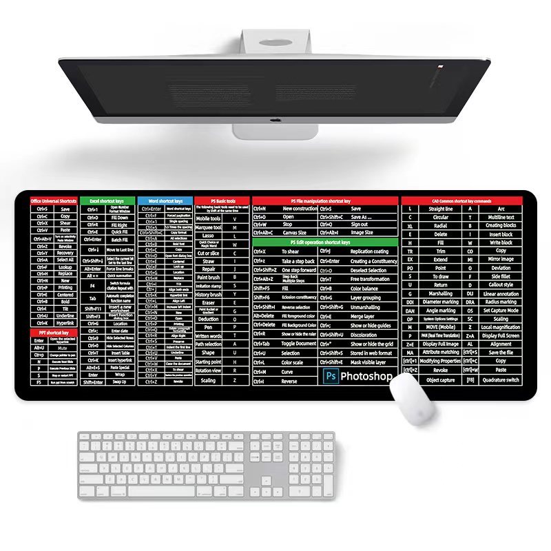 Mousepad Office Desk Pad with Shortcut Keys keyboard Mouse pad Gaming ...