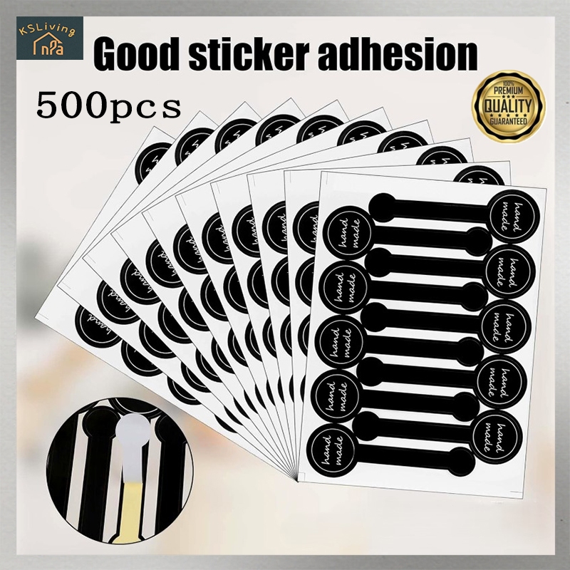 500pcs Food Retail Package Seal Self Adhesive Sticker Hand Made Black ...