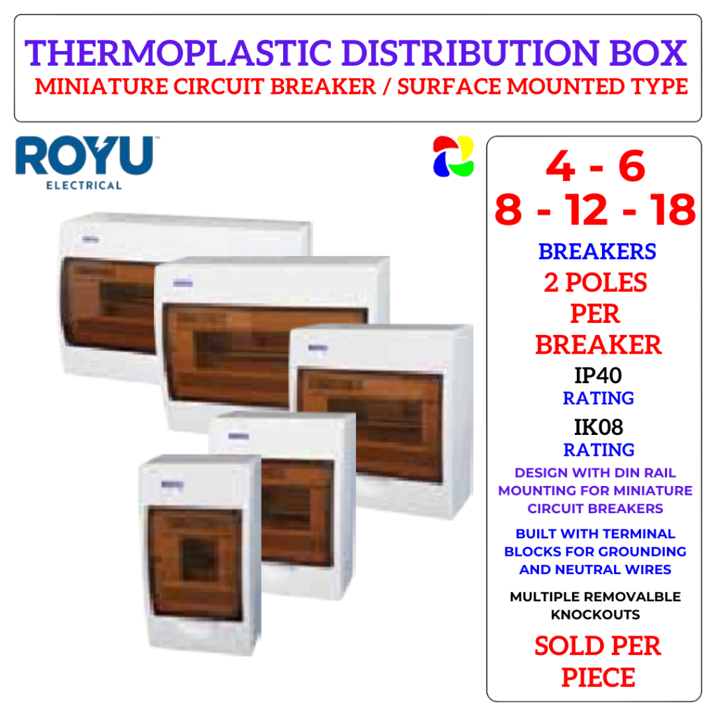 Royu THERMOPLASTIC DISTRIBUTION BOX (2 Module/ Breaker) Miniature ...