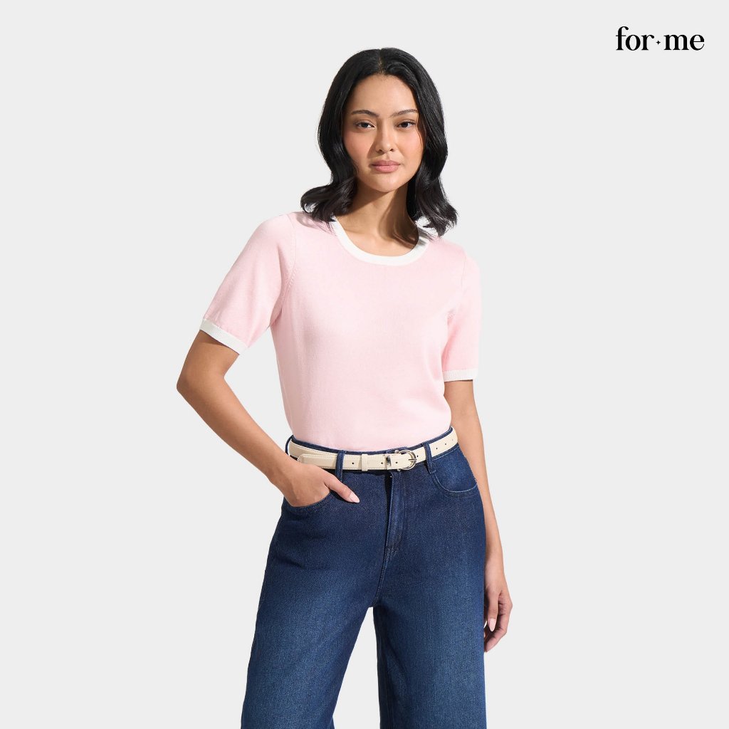 ForMe Flat Knit Ringer Tee T-Shirt For Women | Shopee Philippines