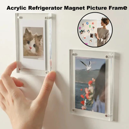 Acrylic Refrigerator Magnet Picture Frame 6MM Thick Double Sided Fridge ...