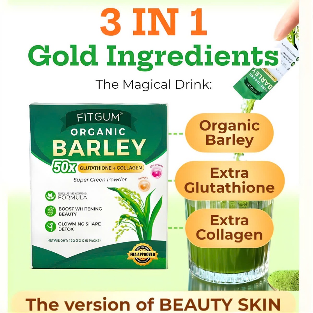 barley glutathione FITGUM Organic Barley with Glutathione and Collagen | FDA APPROVED | Only  7P/sachet [FREEBIES]