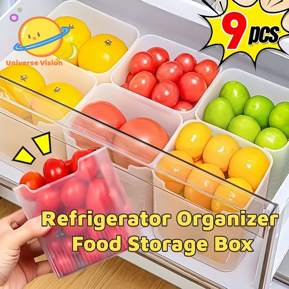 3/6/9PCS Refrigerator Organizer Stackable Food Storage Containers Fruit ...