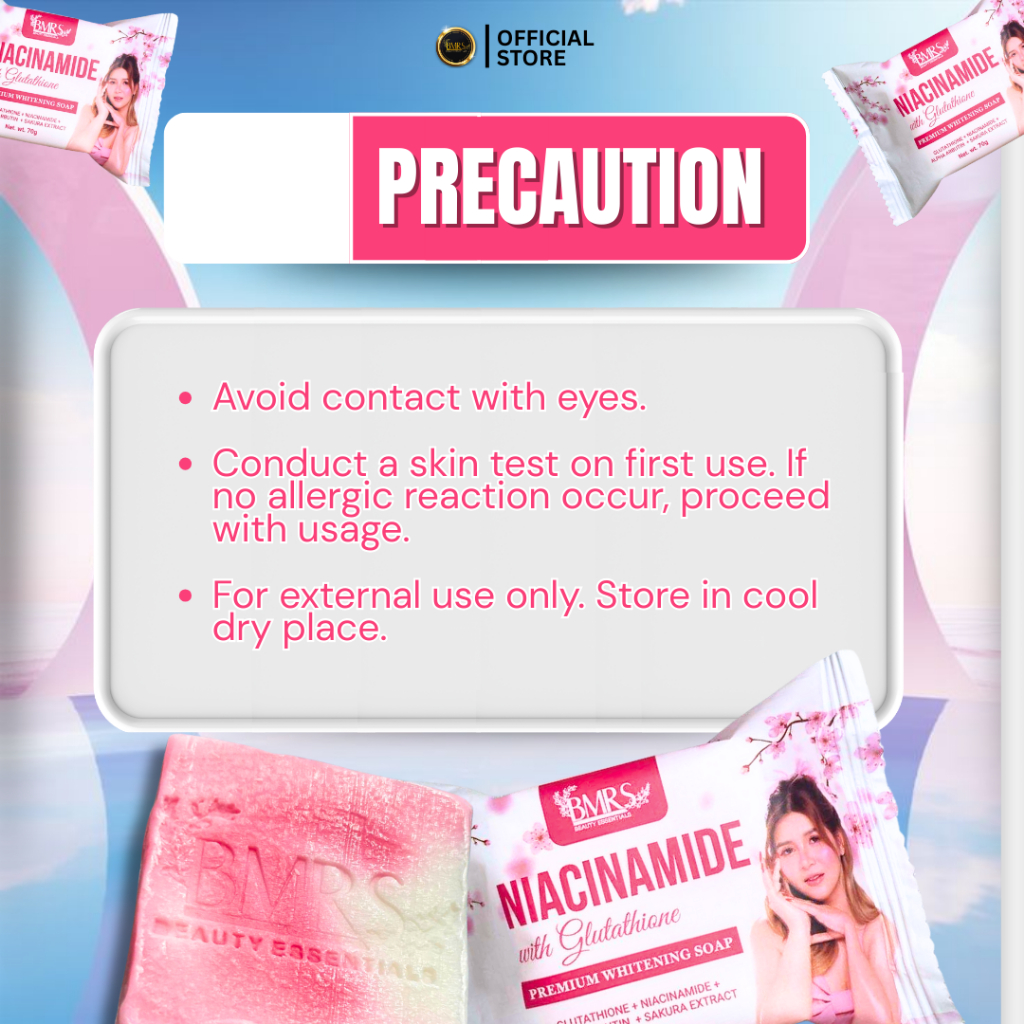BMRS NIACINAMIDE with GLUTATHIONE PREMIUM WHITENING SOAP (4pcs)