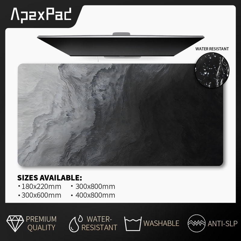 Black Ink Wash Desk Mat Smooth Computer Mousepad Extended Gaming Large ...