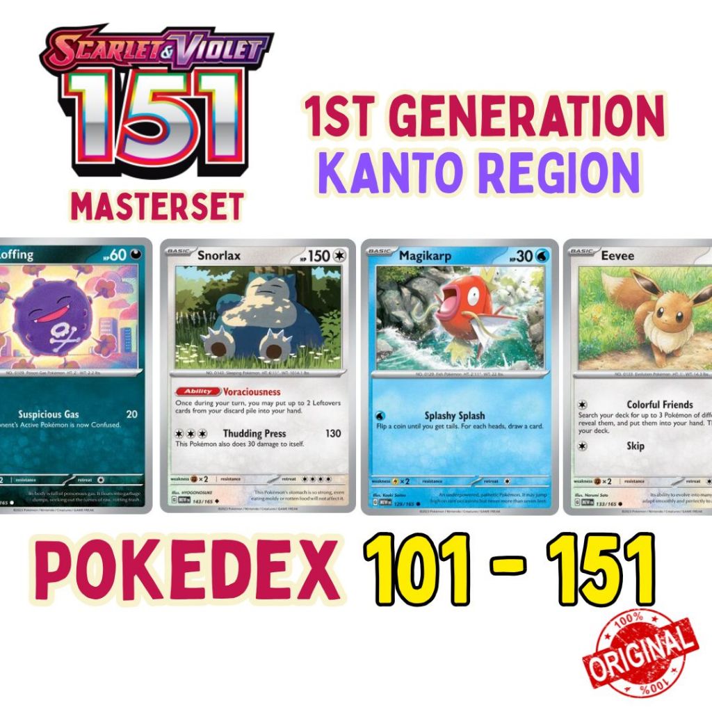 Pokemon 151 normal cards (Pokedex 101-151) Scarlet and Violet set ...