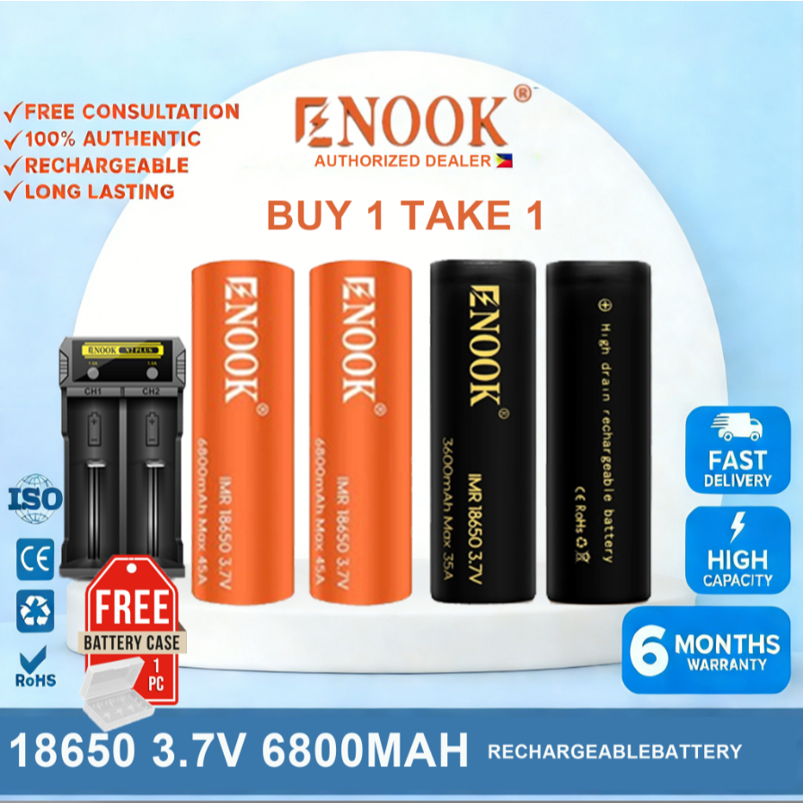 ENOOK 18650 45A 3.7v 3600mAh 6800mAh Rechargeable battery lithium ion ...
