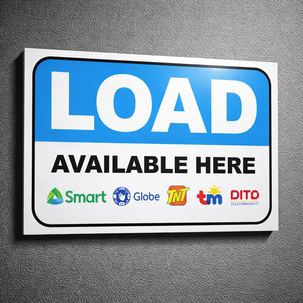 LE Acrylic Sign LOAD Aavailable Here Smart Globe TM TNT Dito 8 x 11 in ...