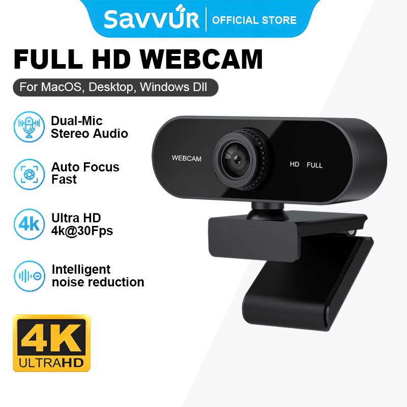 Savvur 4K /2K Ultra HD Live Streaming Camera with Dual Microphone and ...