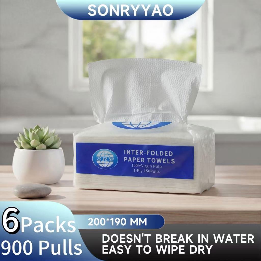 【6Packs】 SRY Kitchen Paper Towels 200 * 190mm 1 Ply Super Absorbent Dry ...