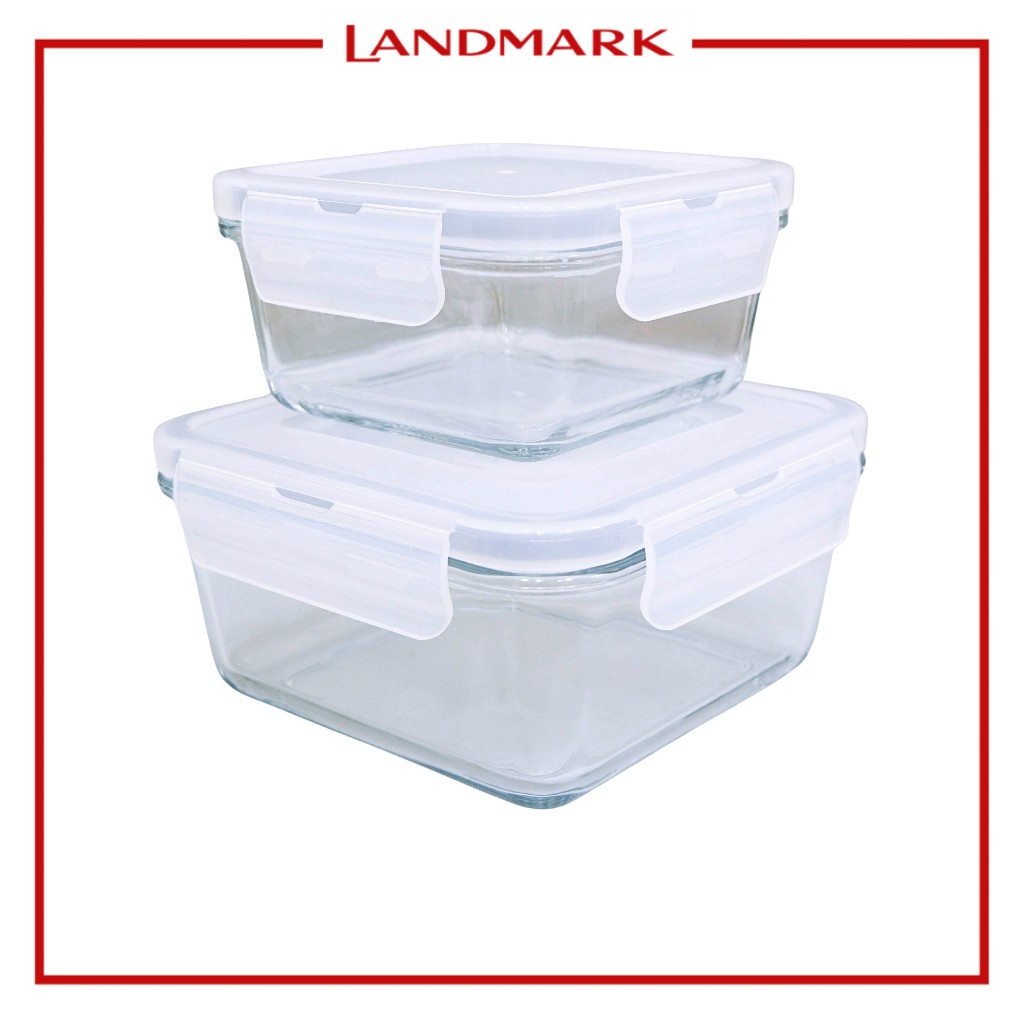 Masflex 2 Piece Square Glass Container with Lid | Shopee Philippines