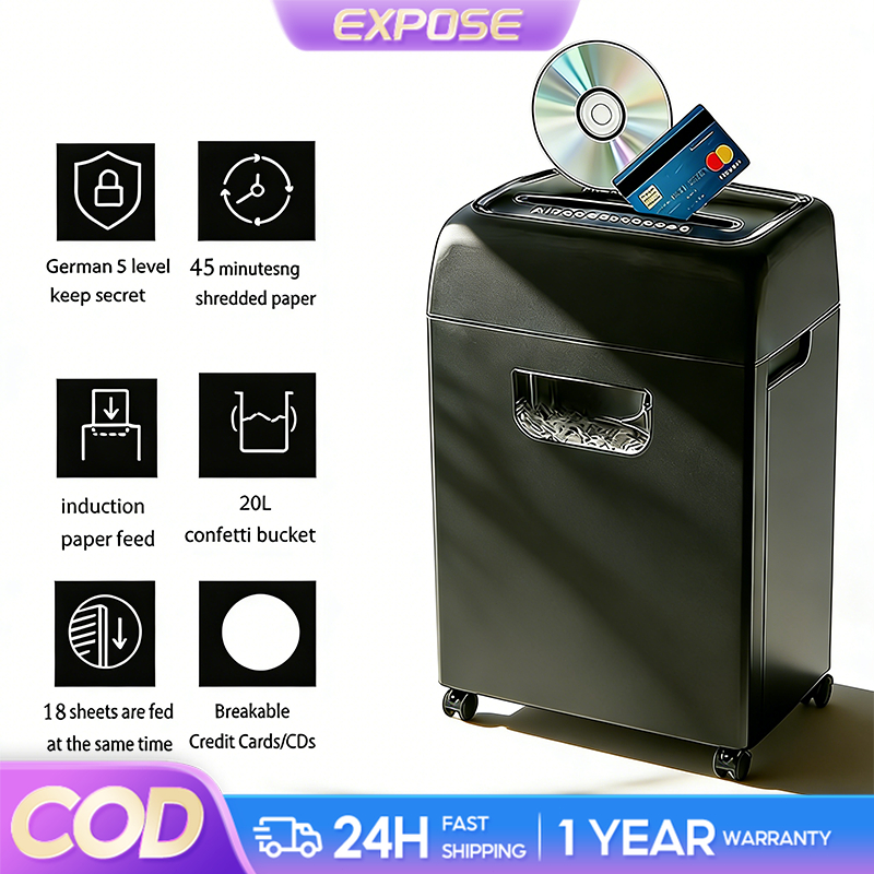 EXPOSE 25L Automatic Paper Shredder Machine Heavy Duty Strip Cut Can ...