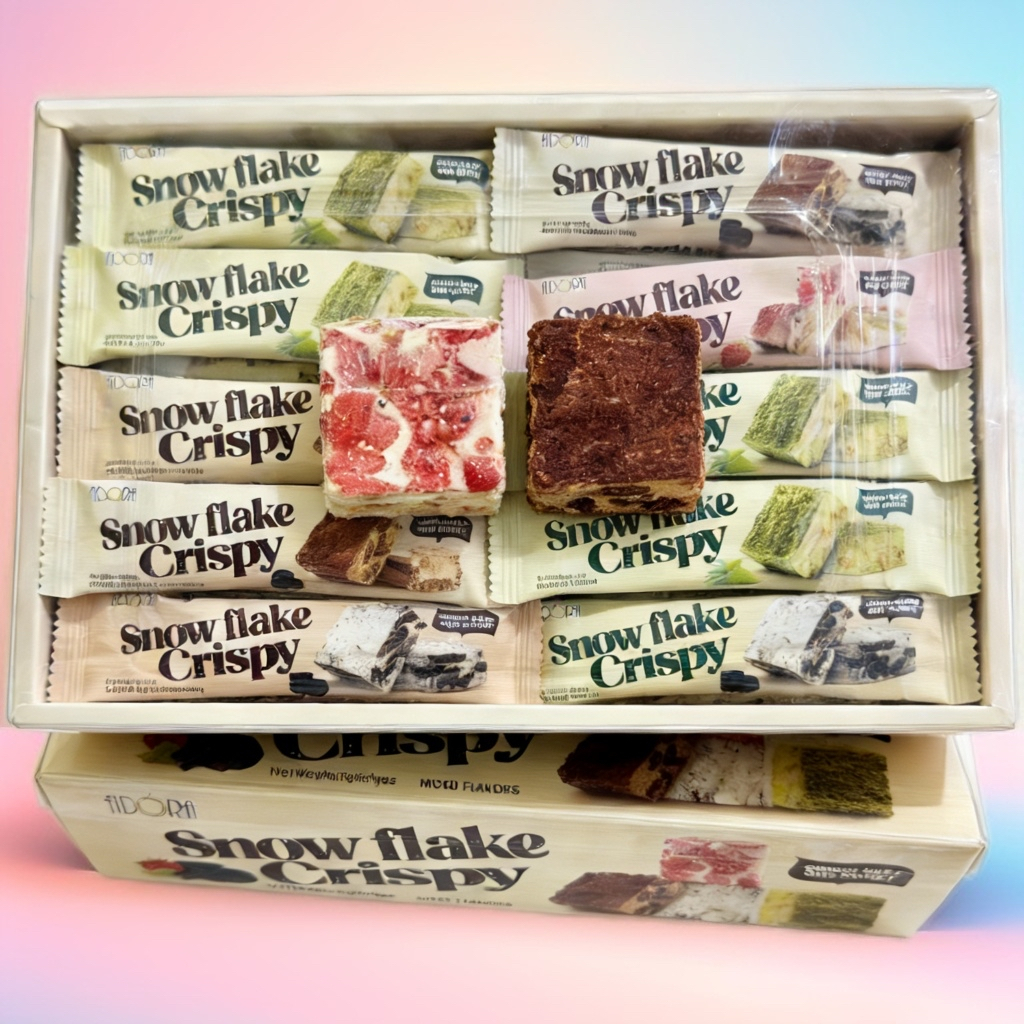 Snowflake Crispy Assorted Nougat Biscuit Bars Gift Box – 30 Pieces ...