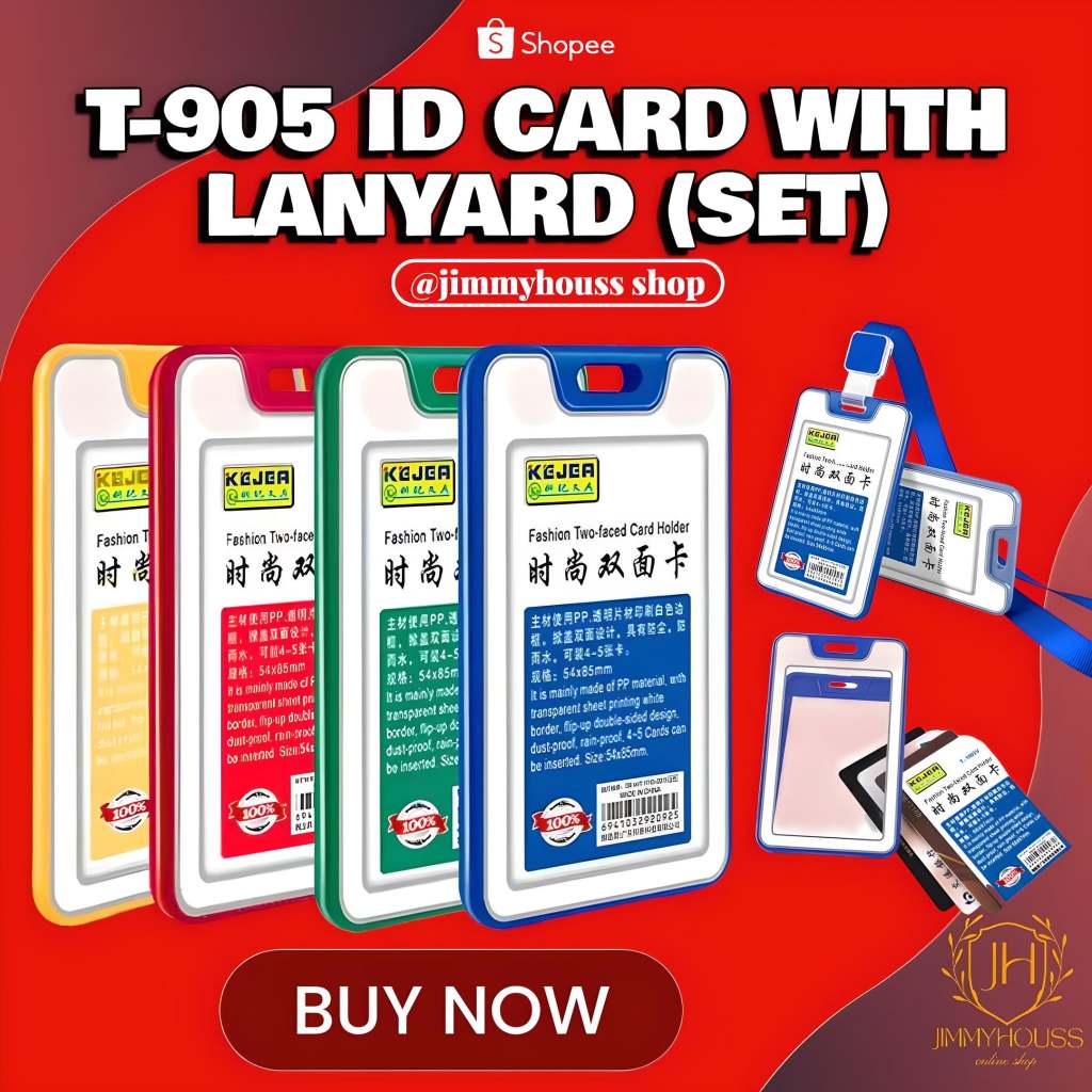 T-905 ID CARD SET Double Sided School ID Card Holder with Lanyard Lace ...