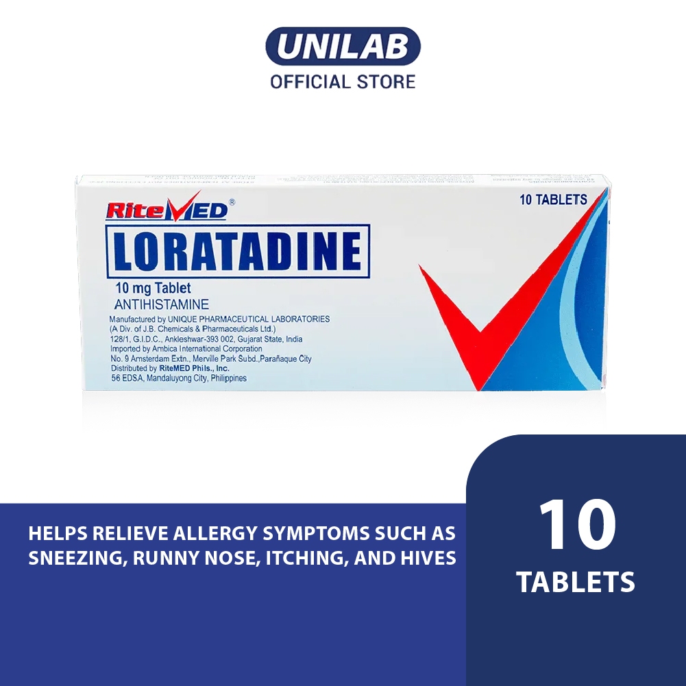 Unilab - RiteMED Loratadine 10mg 10 Tablets (Antihistamine) | Shopee ...