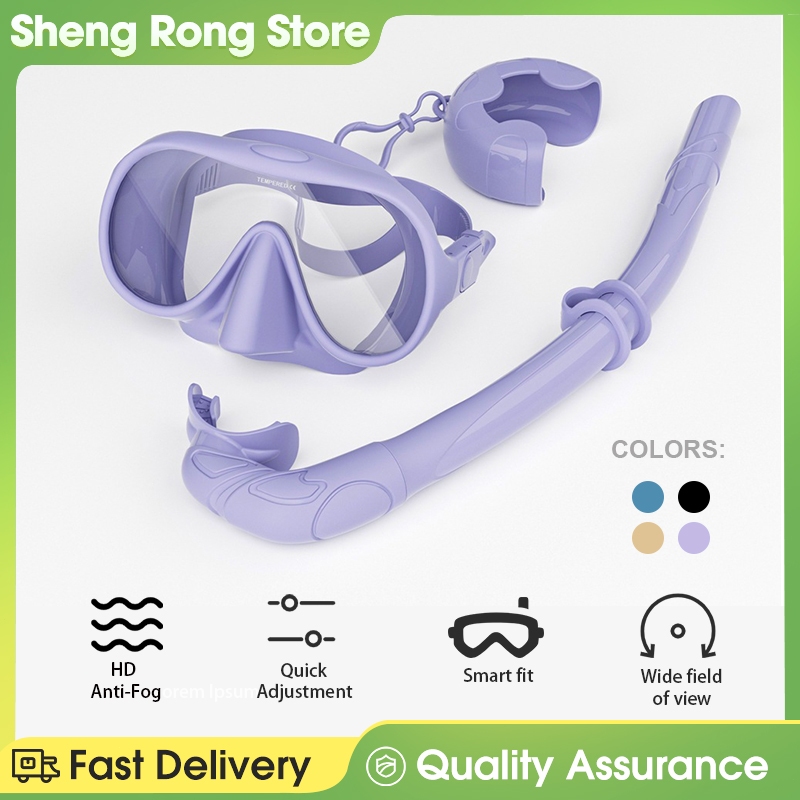 Tempered Anti-fog Glass Diving Mask Snorkeling Goggles for Adults Scuba ...