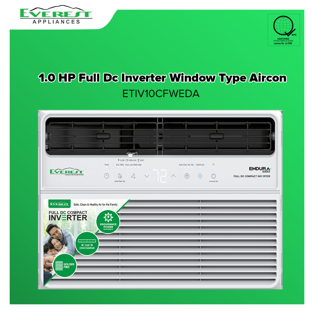 Everest Endura 1HP Inverter Window Type Aircon/ Full Dc/ Top Discharge ...