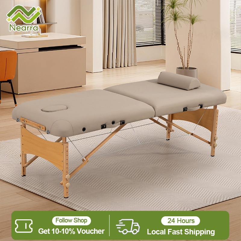 Nearra Portable Triple Folding Leather Massage Bed: Professional Beauty ...