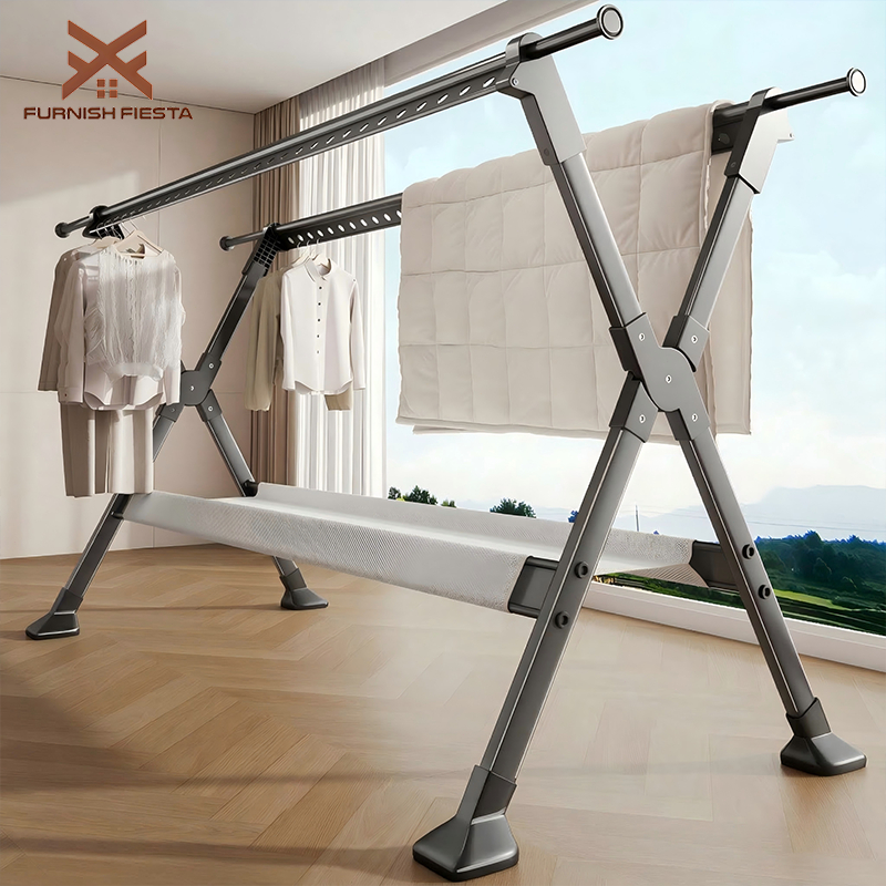 FURNISH FIESTA Foldable Sampayan Aluminum Alloy Clothes Rack Laundry ...