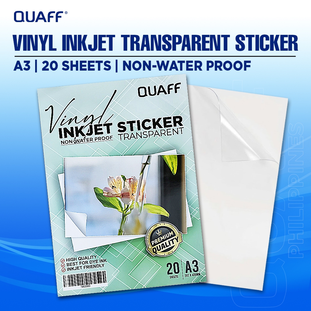 QUAFF Clear Sticker Inkjet Printable Transparent Vinyl Sticker Non ...