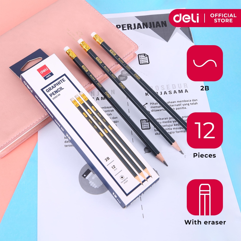 Deli Graphite Pencil 2B 12pcs/box EU20200 | Shopee Philippines
