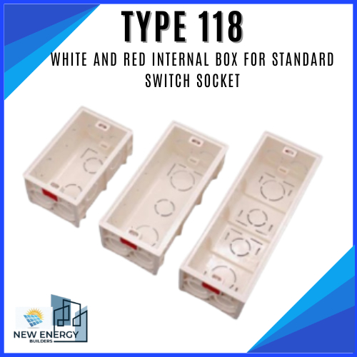 N.E.B || Type 118 White and Red Internal Box For Standard Switch Socket ...