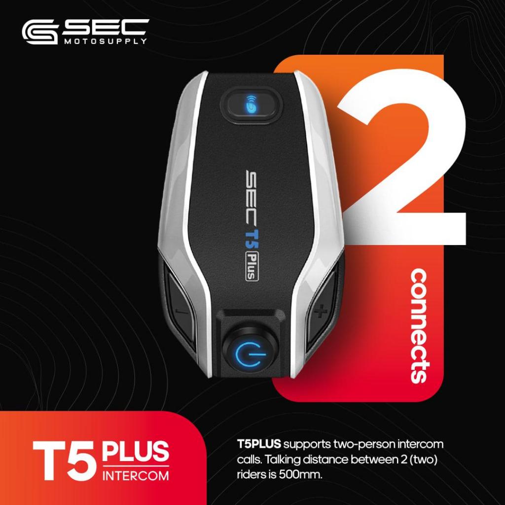SEC T5 & T5 Pro Bluetooth Intercom for Motorcycle Helmets (DSEC-06010 ...