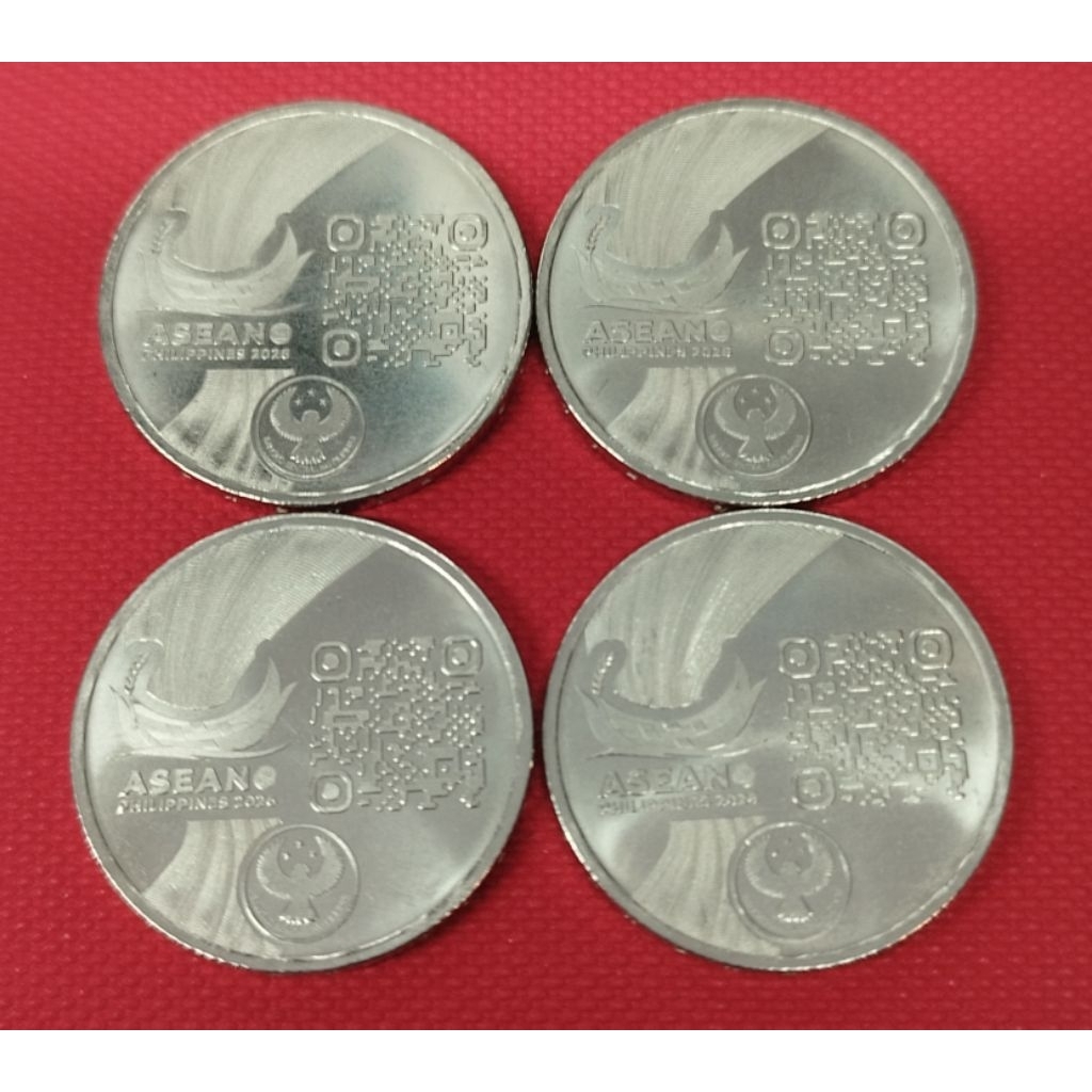 4 PIECES COMMEMORATIVE 10 PISO PESO 2026 ASEAN QR CODE COIN COLLECTING ...
