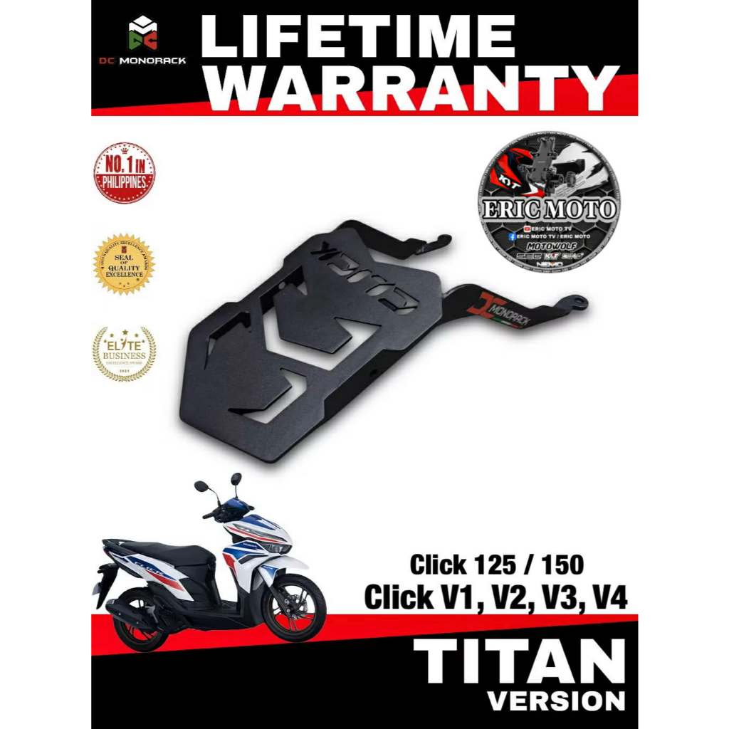 DC monorack honda click 125 / 150 v1, v2, v3 & v4 bend top box bracket ...