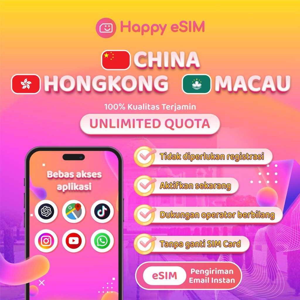 Happyesim China Macau HongKong eSIM 3-30Days 20GB-50GB Unlimited Data ...